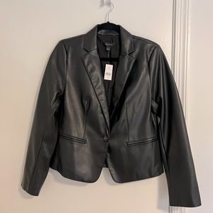 Ann Taylor Newbury blazer - black faux leather - NWT NEW